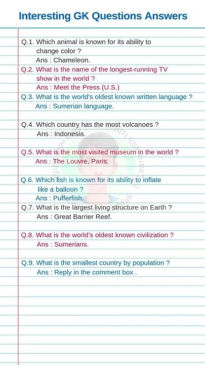 latest gk questions with answers in english