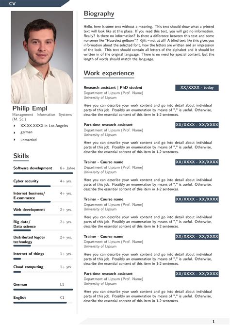 latex cv template programmer