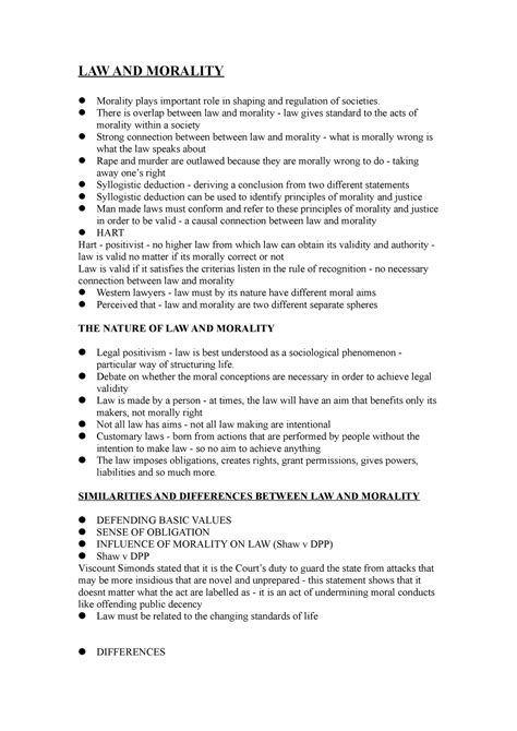 law and morality in jurisprudence notes