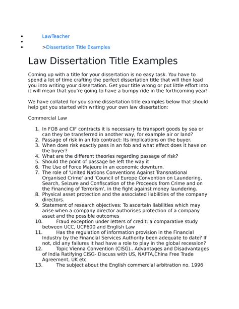 law dissertation topic examples