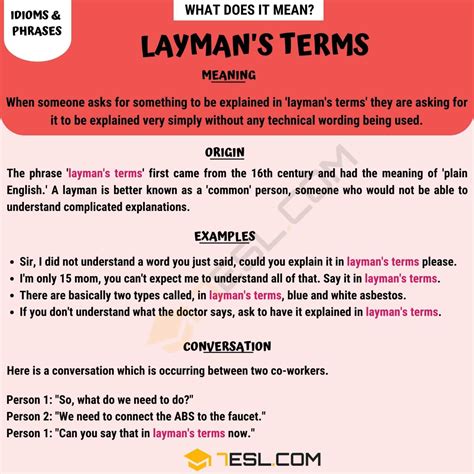 layman's terms examples sentences