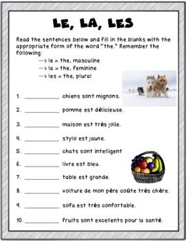 le la les in french examples with answers