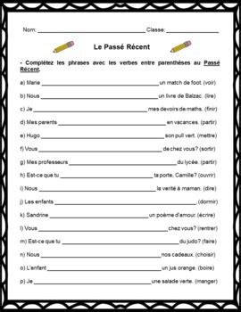 le passe recent exercises