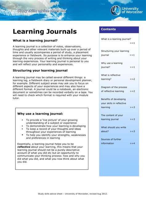 learning diary examples