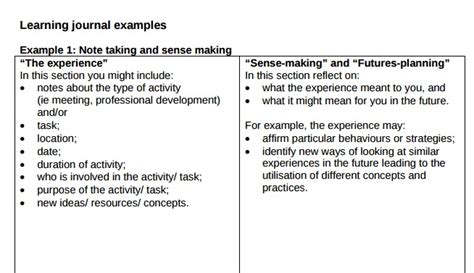learning journal example pdf