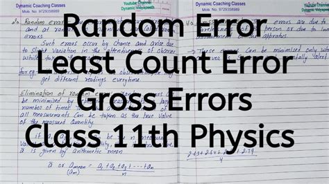 least count error class 11