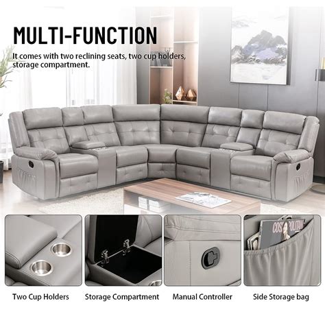 leather sectional couch with recliners and cup holders
