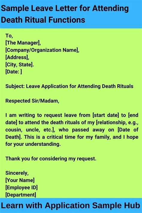 leave letter for ritual functions