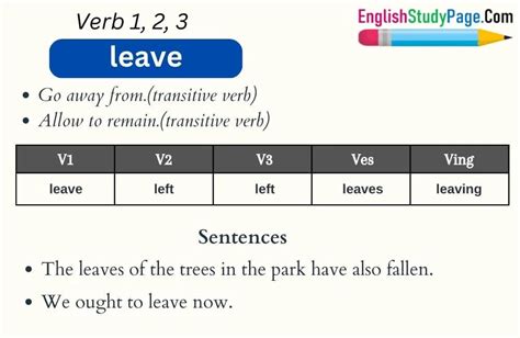 leave verb forms v1 v2 v3