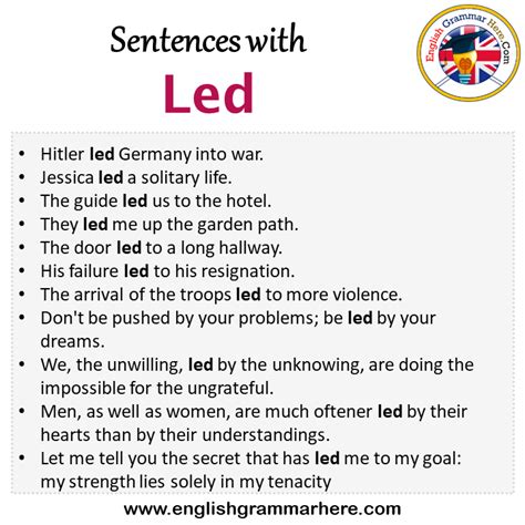 led meaning in english and sentence