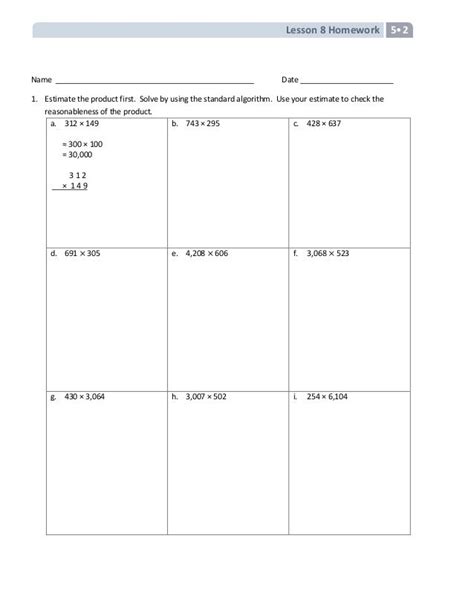 lesson 8 homework answer key grade 5