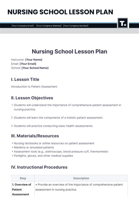 lesson plan example nursing