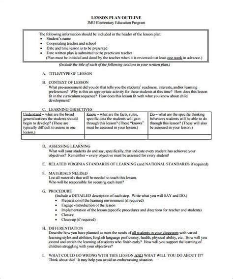 lesson plan outline example pdf