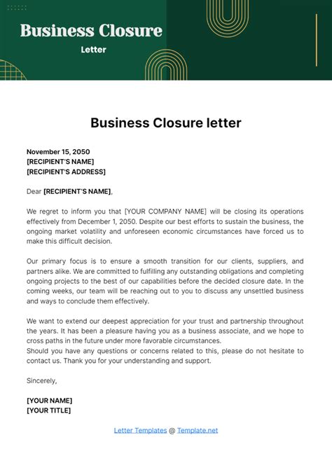 surat untuk closure
