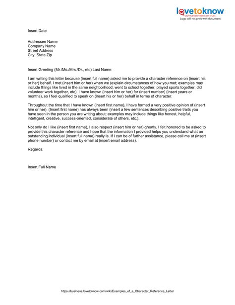 letter of character reference examples