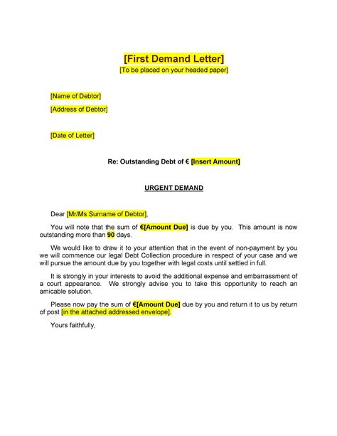 letter of demand example pdf