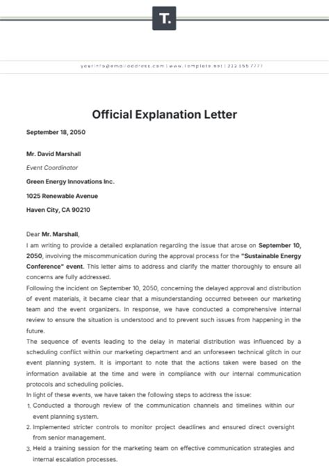 letter of explanation for not complying