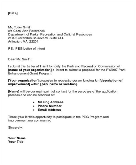 letter of intent for project proposal example