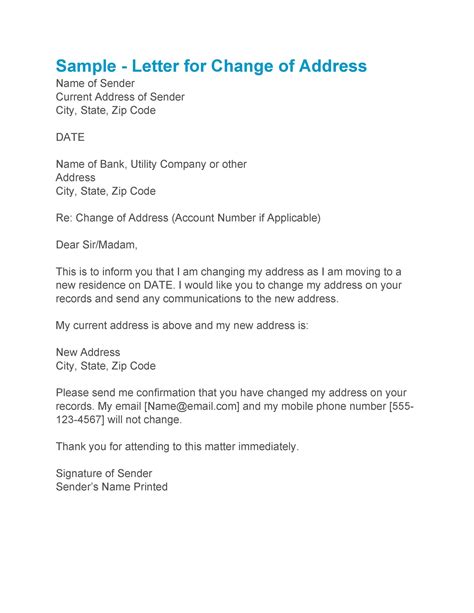 letter to inform change of contact number