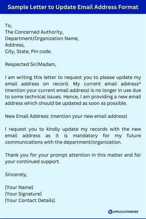 letter to update email address