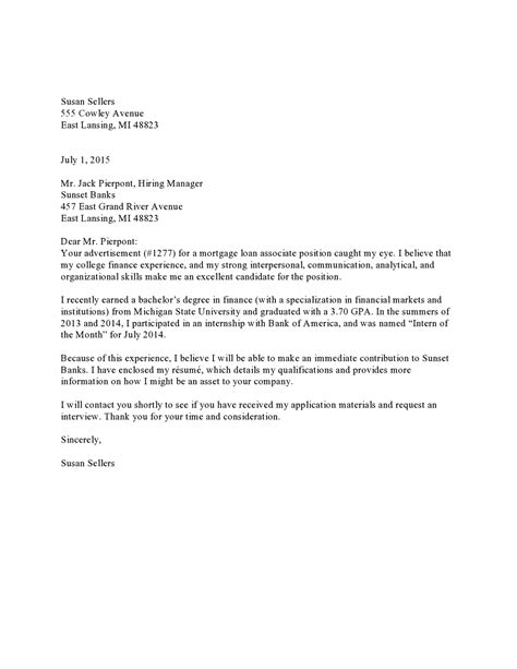 letter with resume examples