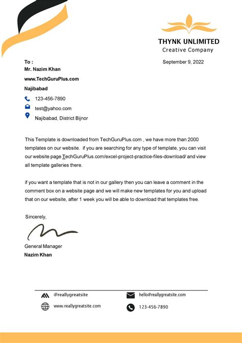letterhead excel format