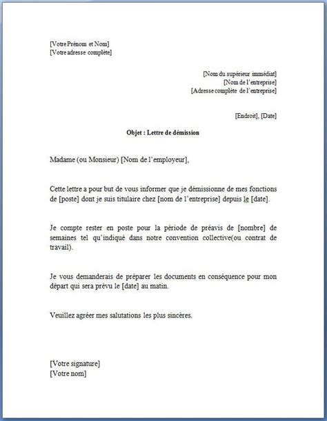 lettre de démission sans préavis remise en main propre