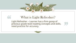 light refresher in reading meaning tagalog
