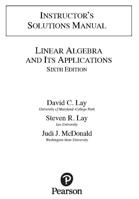 linear algebra and its applications 6th edition solutions