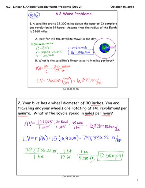 linear and angular speed word problems with answers pdf
