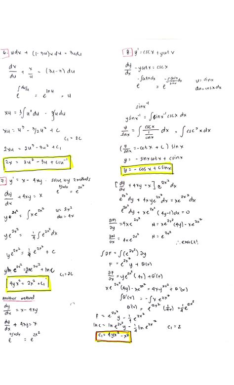 linear differential equations practice problems with solutions