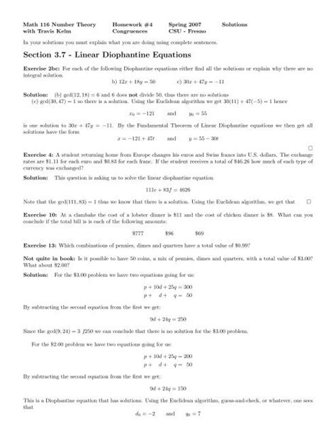 linear diophantine equations word problems with solutions pdf