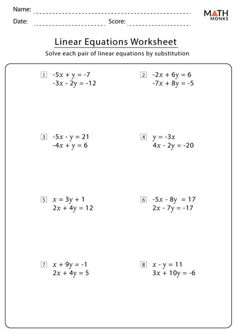 linear equation practice problems worksheet