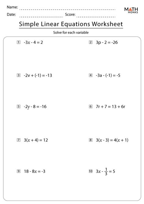 linear equations examples with solutions pdf