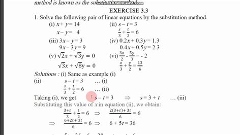 linear equations in two variables class 10 extra questions substitution method