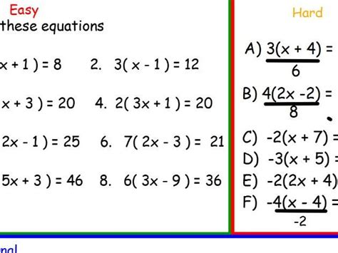linear equations with brackets examples