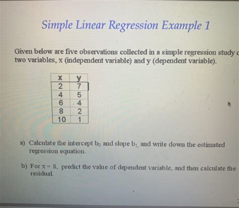 linear regression example problems with solutions
