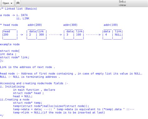 linked list code