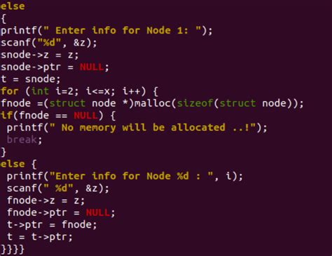 linked list program in c example