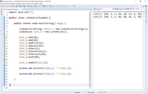 linked list program in java using collections