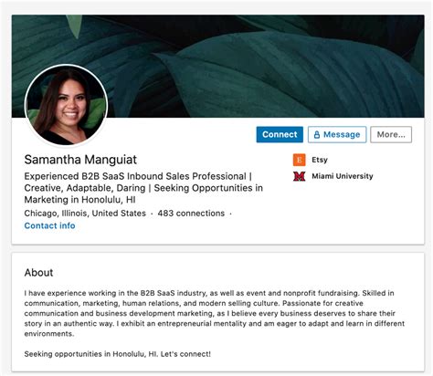 linkedin bio for students with no experience