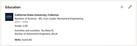 linkedin education description examples