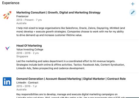 linkedin experience description guide