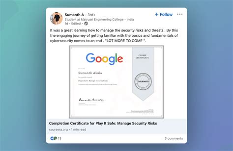 linkedin post examples for certification