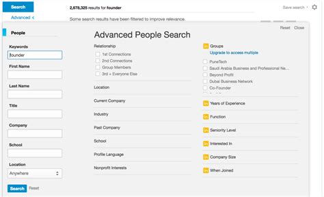 LinkedIn Premium Search Filters