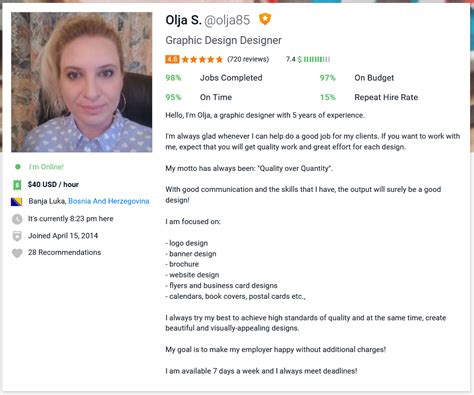 linkedin profile summary for graphic designer