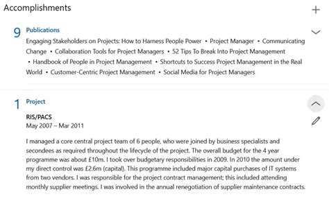 linkedin project description examples