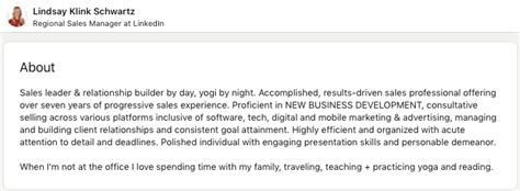 linkedin summary examples for sales manager