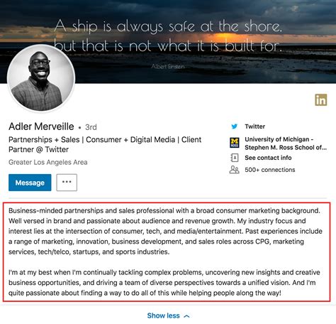 linkedin summary for career change example