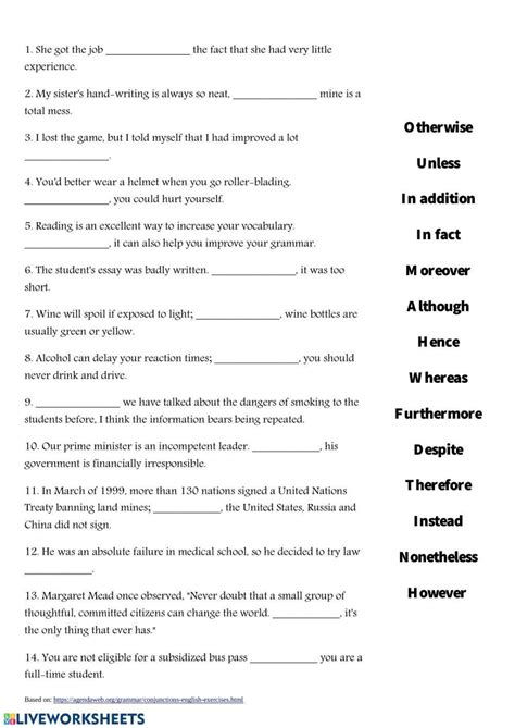 linking words exercises advanced pdf with answers